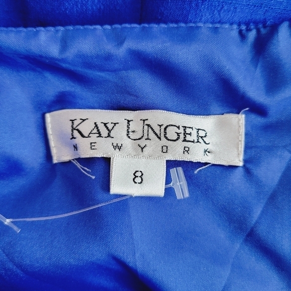 Kay Unger New York Royal Blue Embellished Collar Silk Dress - Picture 7 of 12